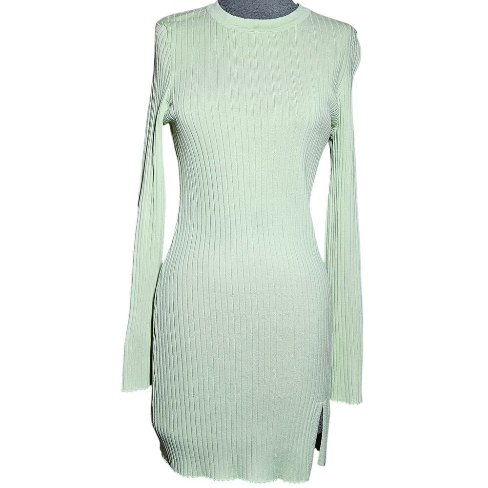 Green Ribbed Mini Bodycon Dress Size Medium